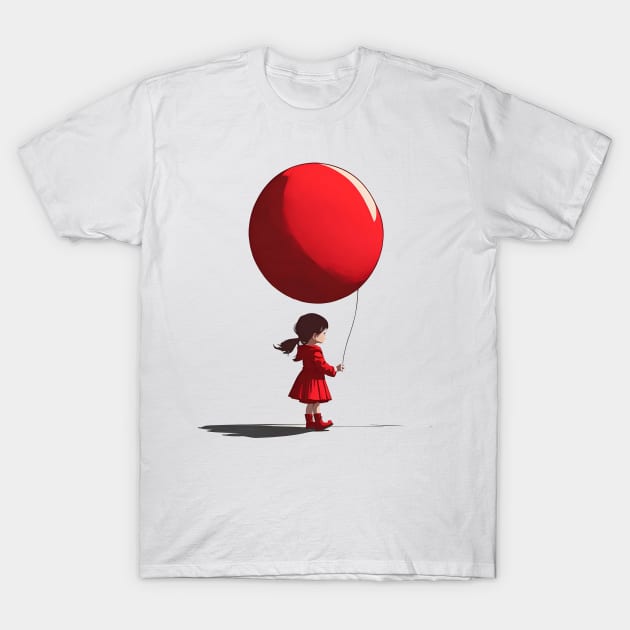 Little Girl With Big Red Balloon T-Shirt by Peter Awax